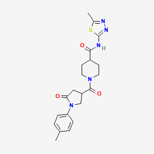 molecular formula C21H25N5O3S B5256525 1-{[1-(4-methylphenyl)-5-oxopyrrolidin-3-yl]carbonyl}-N-(5-methyl-1,3,4-thiadiazol-2-yl)piperidine-4-carboxamide 