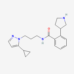 molecular formula C20H26N4O B5256528 N-[3-(5-cyclopropyl-1H-pyrazol-1-yl)propyl]-2-(3-pyrrolidinyl)benzamide hydrochloride 