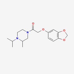 molecular formula C17H24N2O4 B5256552 4-[(1,3-benzodioxol-5-yloxy)acetyl]-1-isopropyl-2-methylpiperazine 