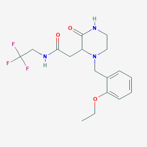 molecular formula C17H22F3N3O3 B5256582 2-[1-(2-ethoxybenzyl)-3-oxo-2-piperazinyl]-N-(2,2,2-trifluoroethyl)acetamide 