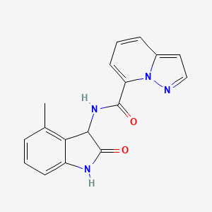 molecular formula C17H14N4O2 B5256595 N-(4-methyl-2-oxo-2,3-dihydro-1H-indol-3-yl)pyrazolo[1,5-a]pyridine-7-carboxamide 