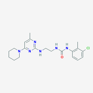 molecular formula C20H27ClN6O B5256599 N-(3-chloro-2-methylphenyl)-N'-(2-{[4-methyl-6-(1-piperidinyl)-2-pyrimidinyl]amino}ethyl)urea 