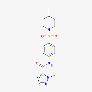 molecular formula C17H22N4O3S B5256680 1-methyl-N-{4-[(4-methylpiperidin-1-yl)sulfonyl]phenyl}-1H-pyrazole-5-carboxamide 