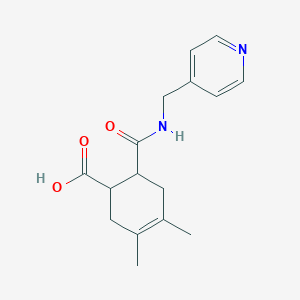 molecular formula C16H20N2O3 B5256728 3,4-Dimethyl-6-[(pyridin-4-ylmethyl)carbamoyl]cyclohex-3-ene-1-carboxylic acid 