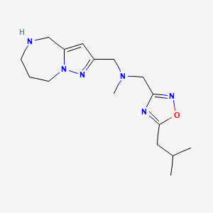 molecular formula C16H26N6O B5256766 1-(5-isobutyl-1,2,4-oxadiazol-3-yl)-N-methyl-N-(5,6,7,8-tetrahydro-4H-pyrazolo[1,5-a][1,4]diazepin-2-ylmethyl)methanamine 