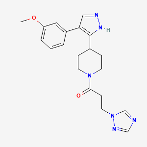 4-[4-(3-methoxyphenyl)-1H-pyrazol-5-yl]-1-[3-(1H-1,2,4-triazol-1-yl)propanoyl]piperidine