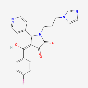 molecular formula C22H19FN4O3 B5256792 4-(4-fluorobenzoyl)-3-hydroxy-1-[3-(1H-imidazol-1-yl)propyl]-5-(pyridin-4-yl)-2,5-dihydro-1H-pyrrol-2-one 