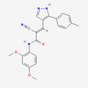 2-cyano-N-(2,4-dimethoxyphenyl)-3-[3-(4-methylphenyl)-1H-pyrazol-4-yl]acrylamide