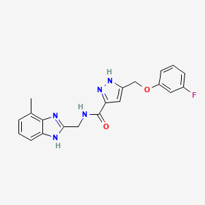 molecular formula C20H18FN5O2 B5256882 5-[(3-fluorophenoxy)methyl]-N-[(4-methyl-1H-benzimidazol-2-yl)methyl]-1H-pyrazole-3-carboxamide 