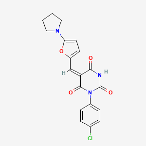 1-(4-chlorophenyl)-5-{[5-(1-pyrrolidinyl)-2-furyl]methylene}-2,4,6(1H,3H,5H)-pyrimidinetrione