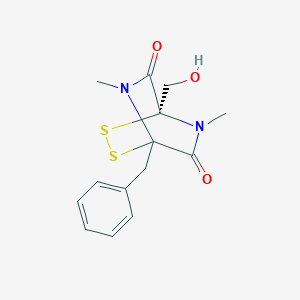 molecular formula C14H16N2O3S2 B052569 1-(Hydroxymethyl)-5,7-dimethyl-4-(phenylmethyl)-2,3-dithia-5,7-diazabicyclo(2.2.2)octane-6,8-dione CAS No. 51920-94-6