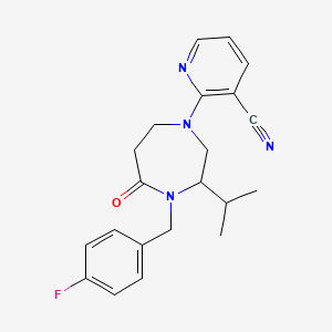 molecular formula C21H23FN4O B5256970 2-[4-(4-fluorobenzyl)-3-isopropyl-5-oxo-1,4-diazepan-1-yl]nicotinonitrile 