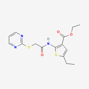 molecular formula C15H17N3O3S2 B5257096 ethyl 5-ethyl-2-{[(2-pyrimidinylthio)acetyl]amino}-3-thiophenecarboxylate 