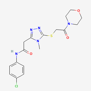 molecular formula C17H20ClN5O3S B5257119 N-(4-chlorophenyl)-2-(4-methyl-5-{[2-(morpholin-4-yl)-2-oxoethyl]sulfanyl}-4H-1,2,4-triazol-3-yl)acetamide 