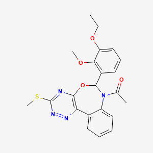 molecular formula C22H22N4O4S B5257222 7-acetyl-6-(3-ethoxy-2-methoxyphenyl)-3-(methylthio)-6,7-dihydro[1,2,4]triazino[5,6-d][3,1]benzoxazepine 