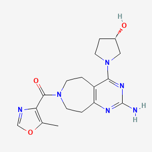 molecular formula C17H22N6O3 B5257240 (3S)-1-{2-amino-7-[(5-methyl-1,3-oxazol-4-yl)carbonyl]-6,7,8,9-tetrahydro-5H-pyrimido[4,5-d]azepin-4-yl}pyrrolidin-3-ol 