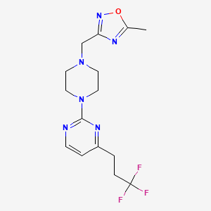 molecular formula C15H19F3N6O B5257320 2-{4-[(5-methyl-1,2,4-oxadiazol-3-yl)methyl]piperazin-1-yl}-4-(3,3,3-trifluoropropyl)pyrimidine 