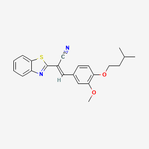 molecular formula C22H22N2O2S B5257355 2-(1,3-benzothiazol-2-yl)-3-[3-methoxy-4-(3-methylbutoxy)phenyl]acrylonitrile 