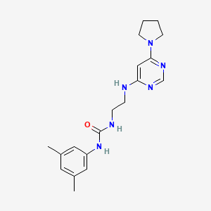 molecular formula C19H26N6O B5257363 N-(3,5-dimethylphenyl)-N'-(2-{[6-(1-pyrrolidinyl)-4-pyrimidinyl]amino}ethyl)urea 