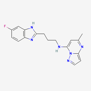 molecular formula C17H17FN6 B5257372 N-[3-(5-fluoro-1H-benzimidazol-2-yl)propyl]-5-methylpyrazolo[1,5-a]pyrimidin-7-amine 