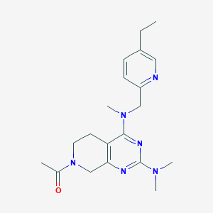 molecular formula C20H28N6O B5257422 7-acetyl-N~4~-[(5-ethylpyridin-2-yl)methyl]-N~2~,N~2~,N~4~-trimethyl-5,6,7,8-tetrahydropyrido[3,4-d]pyrimidine-2,4-diamine 