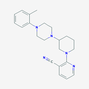 molecular formula C22H27N5 B5257427 2-{3-[4-(2-methylphenyl)-1-piperazinyl]-1-piperidinyl}nicotinonitrile 