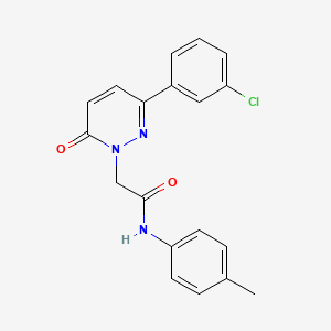 molecular formula C19H16ClN3O2 B5257435 2-[3-(3-chlorophenyl)-6-oxo-1(6H)-pyridazinyl]-N-(4-methylphenyl)acetamide 