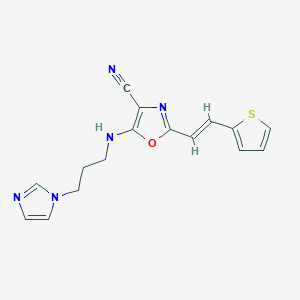 molecular formula C16H15N5OS B5257458 5-{[3-(1H-imidazol-1-yl)propyl]amino}-2-[2-(2-thienyl)vinyl]-1,3-oxazole-4-carbonitrile 