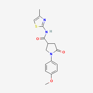 molecular formula C16H17N3O3S B5257495 1-(4-methoxyphenyl)-N-(4-methyl-1,3-thiazol-2-yl)-5-oxo-3-pyrrolidinecarboxamide 