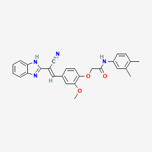 molecular formula C27H24N4O3 B5257497 2-{4-[2-(1H-benzimidazol-2-yl)-2-cyanovinyl]-2-methoxyphenoxy}-N-(3,4-dimethylphenyl)acetamide 