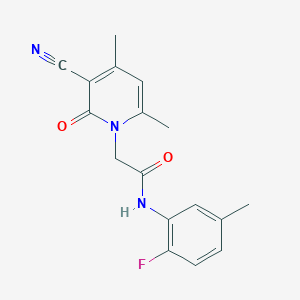 molecular formula C17H16FN3O2 B5257507 2-(3-cyano-4,6-dimethyl-2-oxopyridin-1(2H)-yl)-N-(2-fluoro-5-methylphenyl)acetamide 