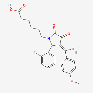 molecular formula C24H24FNO6 B5257534 6-[2-(2-fluorophenyl)-4-hydroxy-3-(4-methoxybenzoyl)-5-oxo-2,5-dihydro-1H-pyrrol-1-yl]hexanoic acid 