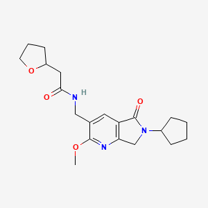 N-[(6-cyclopentyl-2-methoxy-5-oxo-6,7-dihydro-5H-pyrrolo[3,4-b]pyridin-3-yl)methyl]-2-(tetrahydrofuran-2-yl)acetamide