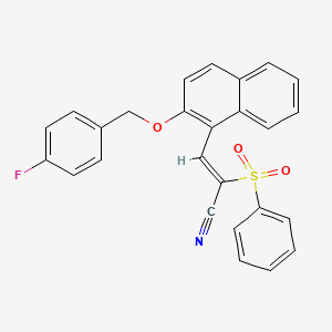 molecular formula C26H18FNO3S B5257647 3-{2-[(4-fluorobenzyl)oxy]-1-naphthyl}-2-(phenylsulfonyl)acrylonitrile 