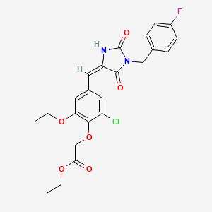 ethyl (2-chloro-6-ethoxy-4-{[1-(4-fluorobenzyl)-2,5-dioxo-4-imidazolidinylidene]methyl}phenoxy)acetate