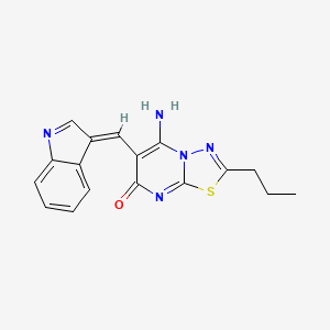 5-imino-6-(1H-indol-3-ylmethylene)-2-propyl-5,6-dihydro-7H-[1,3,4]thiadiazolo[3,2-a]pyrimidin-7-one