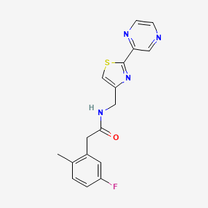 molecular formula C17H15FN4OS B5257780 2-(5-fluoro-2-methylphenyl)-N-[(2-pyrazin-2-yl-1,3-thiazol-4-yl)methyl]acetamide 