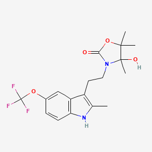 molecular formula C18H21F3N2O4 B5257899 4-hydroxy-4,5,5-trimethyl-3-{2-[2-methyl-5-(trifluoromethoxy)-1H-indol-3-yl]ethyl}-1,3-oxazolidin-2-one 