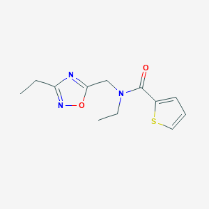 molecular formula C12H15N3O2S B5257914 N-ethyl-N-[(3-ethyl-1,2,4-oxadiazol-5-yl)methyl]thiophene-2-carboxamide 