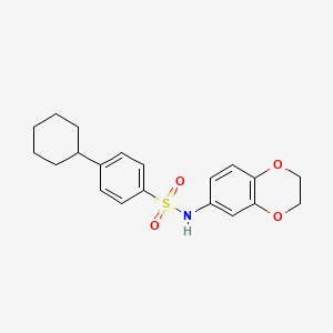 4-cyclohexyl-N-(2,3-dihydro-1,4-benzodioxin-6-yl)benzenesulfonamide