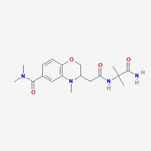 molecular formula C18H26N4O4 B5258043 3-{2-[(2-amino-1,1-dimethyl-2-oxoethyl)amino]-2-oxoethyl}-N,N,4-trimethyl-3,4-dihydro-2H-1,4-benzoxazine-6-carboxamide 