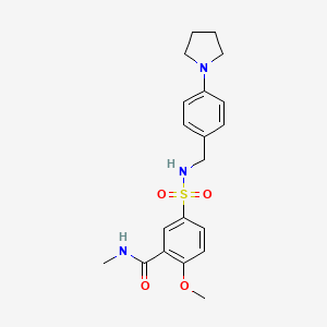 molecular formula C20H25N3O4S B5258054 2-methoxy-N-methyl-5-({[4-(1-pyrrolidinyl)benzyl]amino}sulfonyl)benzamide 