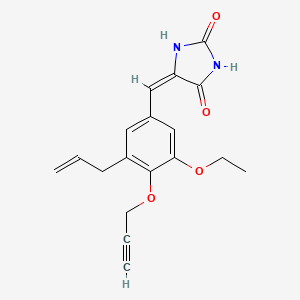 molecular formula C18H18N2O4 B5258123 5-[3-allyl-5-ethoxy-4-(2-propyn-1-yloxy)benzylidene]-2,4-imidazolidinedione 