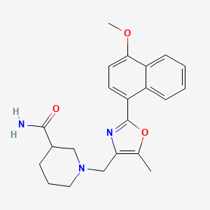 molecular formula C22H25N3O3 B5258144 1-{[2-(4-methoxy-1-naphthyl)-5-methyl-1,3-oxazol-4-yl]methyl}piperidine-3-carboxamide 