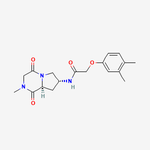 molecular formula C18H23N3O4 B5258183 2-(3,4-dimethylphenoxy)-N-[(7R,8aS)-2-methyl-1,4-dioxooctahydropyrrolo[1,2-a]pyrazin-7-yl]acetamide 