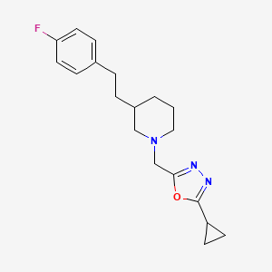 molecular formula C19H24FN3O B5258235 1-[(5-cyclopropyl-1,3,4-oxadiazol-2-yl)methyl]-3-[2-(4-fluorophenyl)ethyl]piperidine 