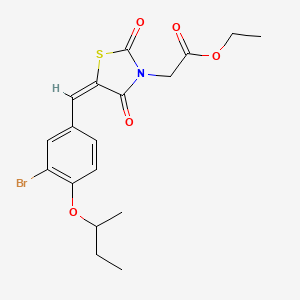 molecular formula C18H20BrNO5S B5258322 ethyl [5-(3-bromo-4-sec-butoxybenzylidene)-2,4-dioxo-1,3-thiazolidin-3-yl]acetate 