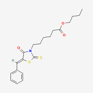 molecular formula C20H25NO3S2 B5258339 butyl 6-(5-benzylidene-4-oxo-2-thioxo-1,3-thiazolidin-3-yl)hexanoate 