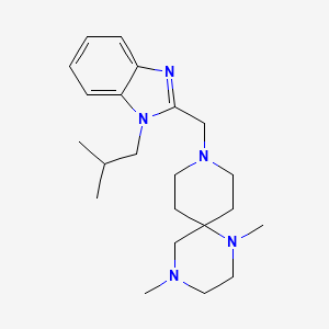 molecular formula C22H35N5 B5258377 9-[(1-isobutyl-1H-benzimidazol-2-yl)methyl]-1,4-dimethyl-1,4,9-triazaspiro[5.5]undecane 