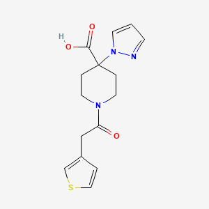 molecular formula C15H17N3O3S B5258404 4-(1H-pyrazol-1-yl)-1-(3-thienylacetyl)piperidine-4-carboxylic acid 